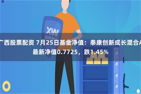 广西股票配资 7月25日基金净值：泰康创新成长混合A最新净值0.7725，跌1.45%