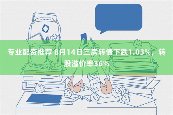 专业配资推荐 8月14日三房转债下跌1.03%，转股溢价率36%